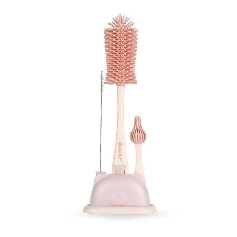 P1025 Pink | Silicone Cleaning Brush Set With Stand | 3 in 1
