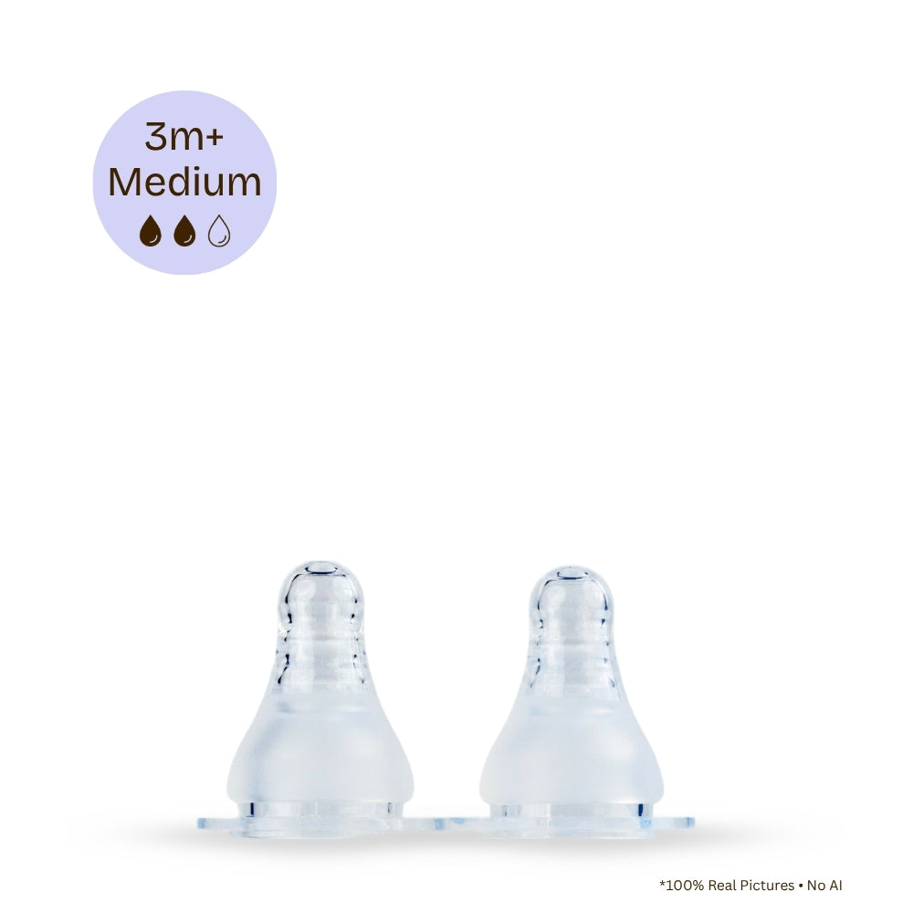 W001 Normal Neck Nipple | 2 Pieces Box | Medium 3M+