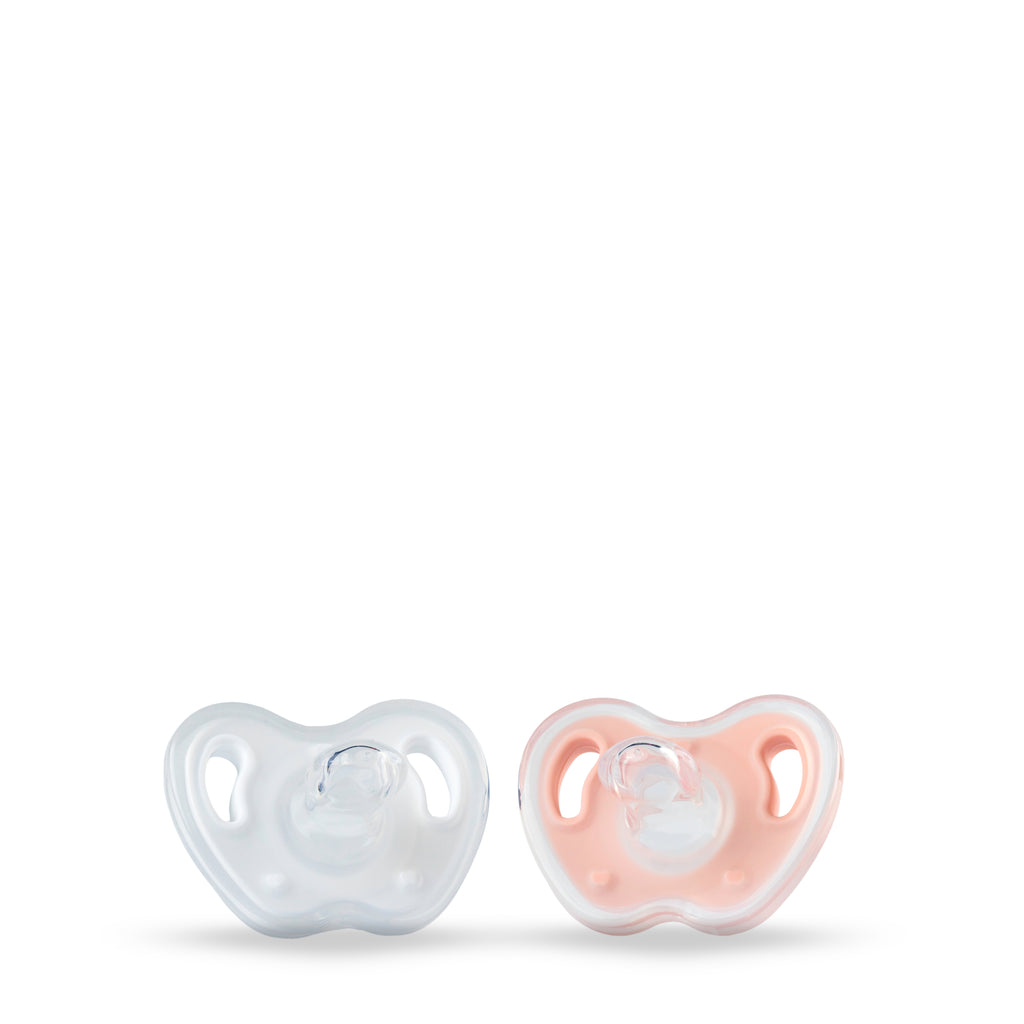 T0003 White & Salmon | Twin Pacifier | 2 Pieces Box