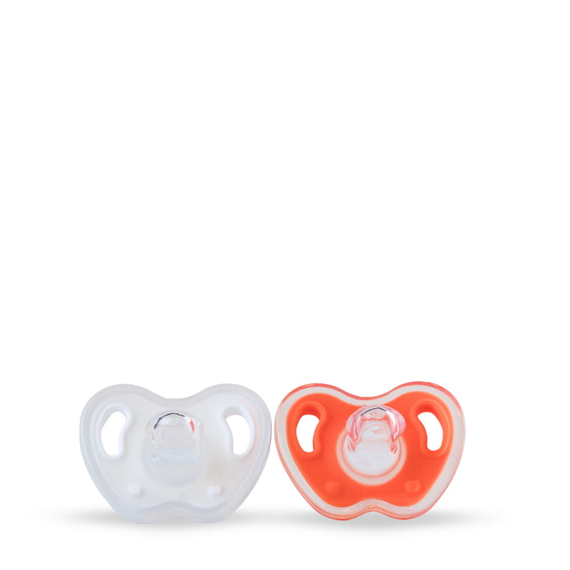 T0003 White & Peach | Twin Pacifier | 2 Pieces Box