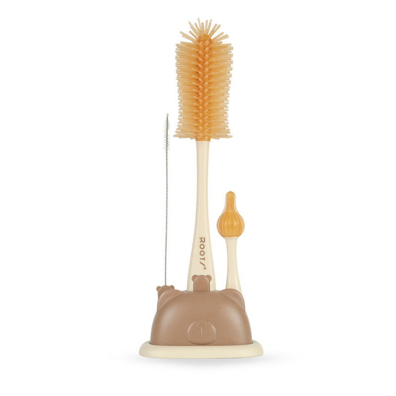 P1025 Peach | Silicone Cleaning Brush Set With Stand | 3 in 1