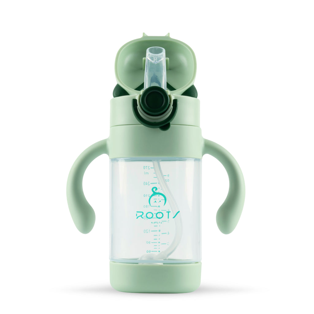 J1007 Sparrow Green | Straw Training Cup | 300ml\9oz - Roots Natural