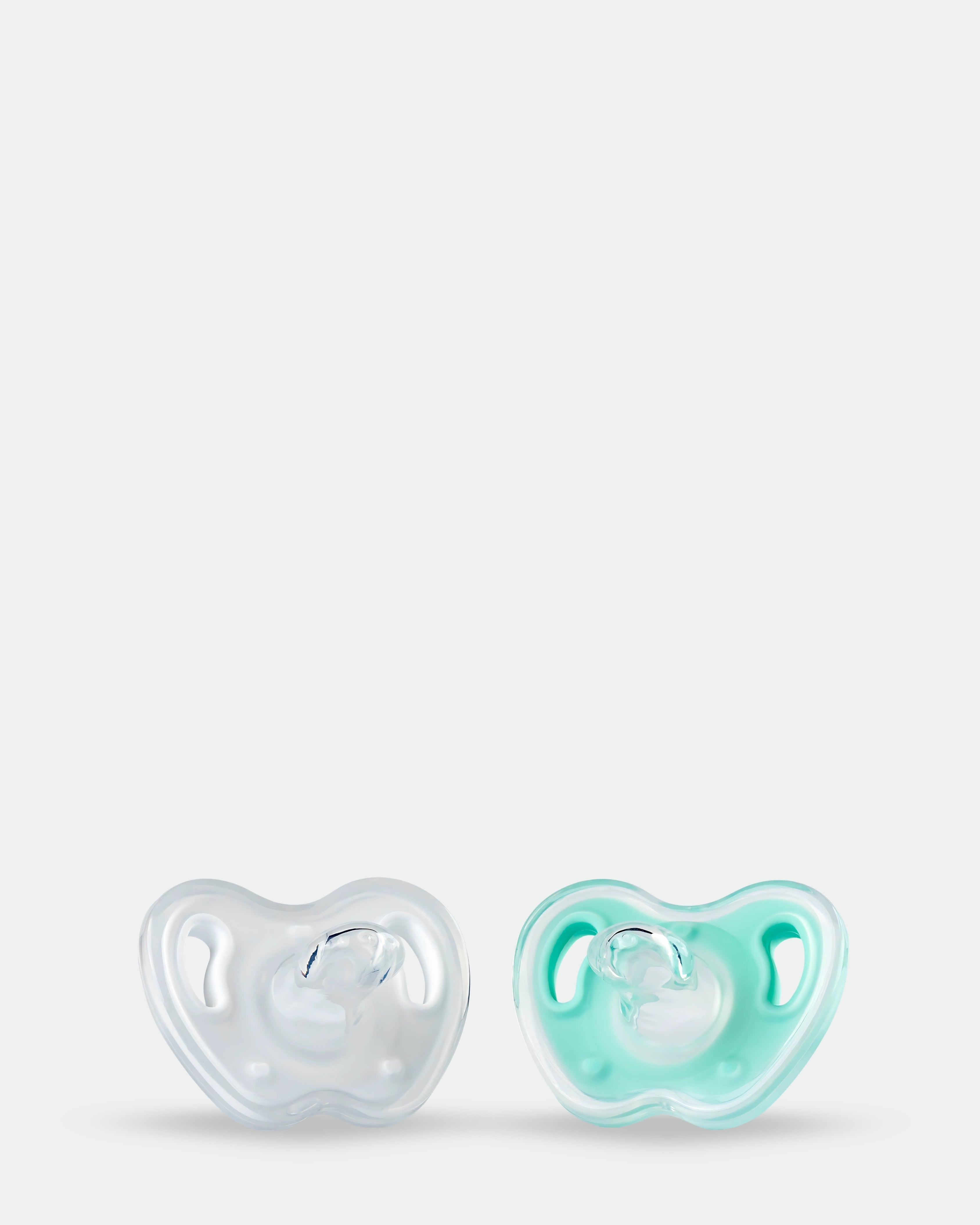 T0003 Twin Pacifier - 2 Pieces Box - 0-6M - White & Aqua
