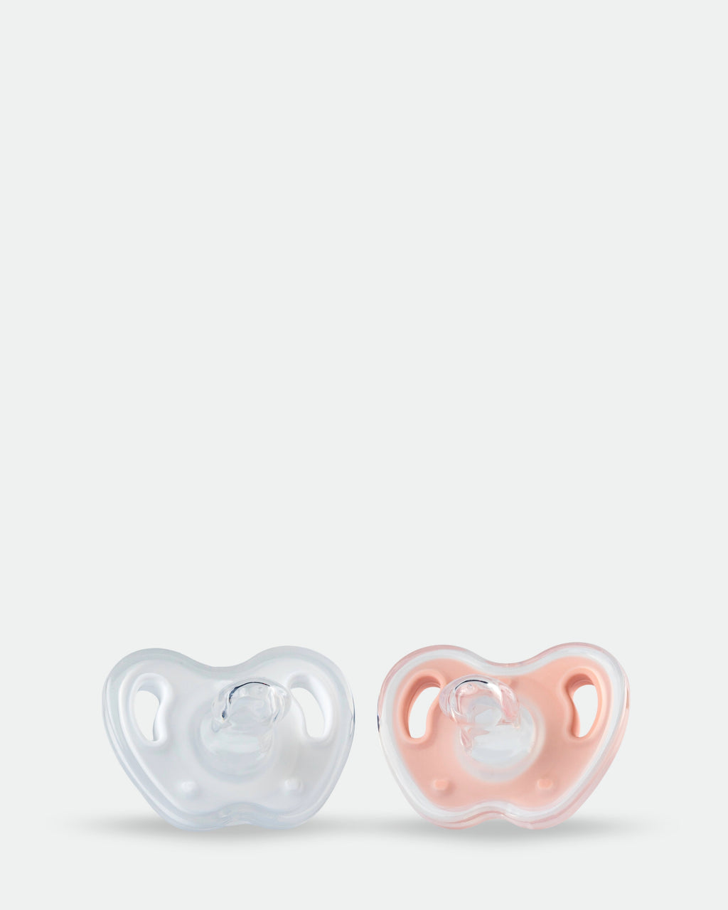 T0003 Twin Pacifier - 2 Pieces Box - 0-6M - White & Salmon