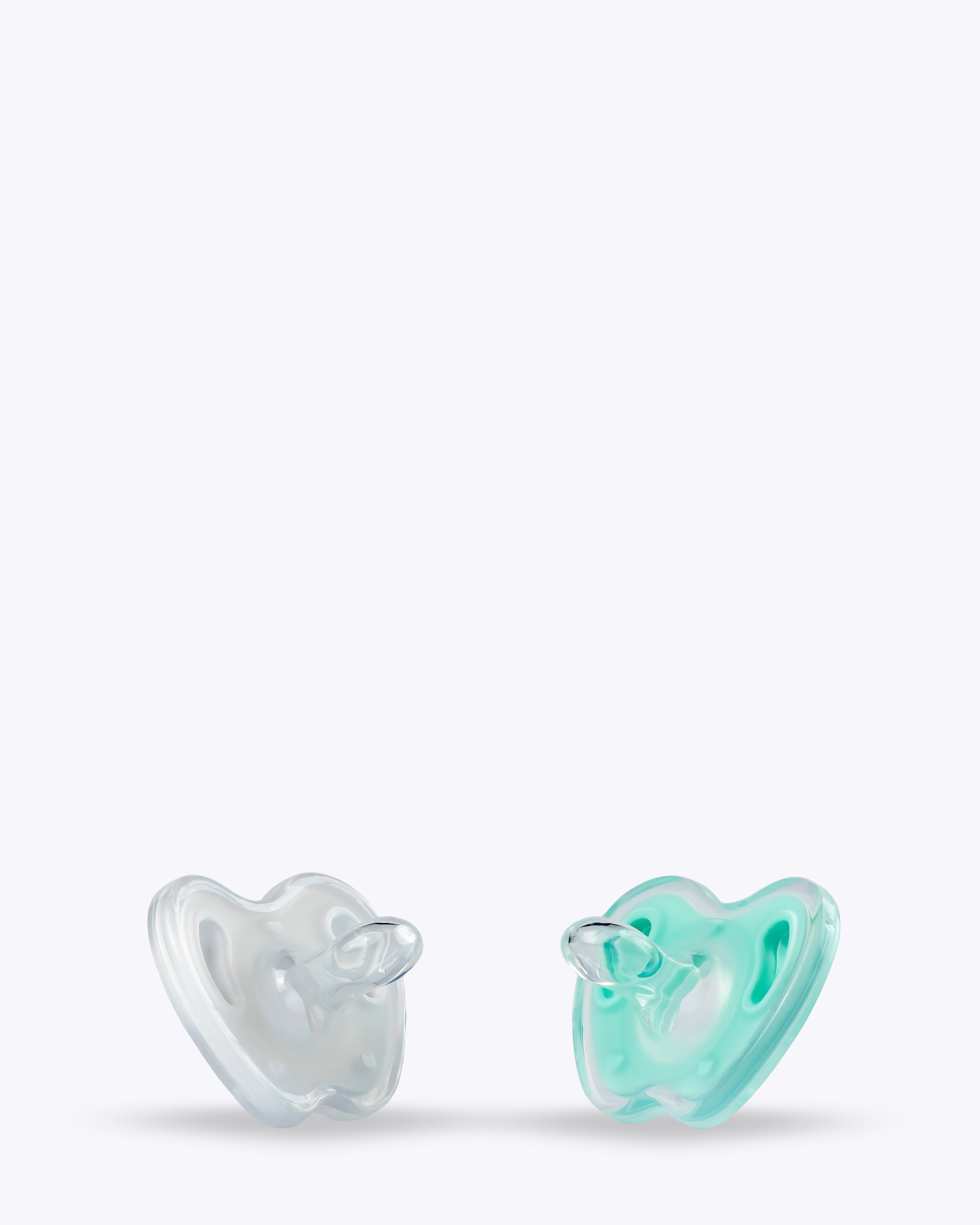 T0003 Twin Pacifier - 2 Pieces Box - 0-6M - White & Aqua