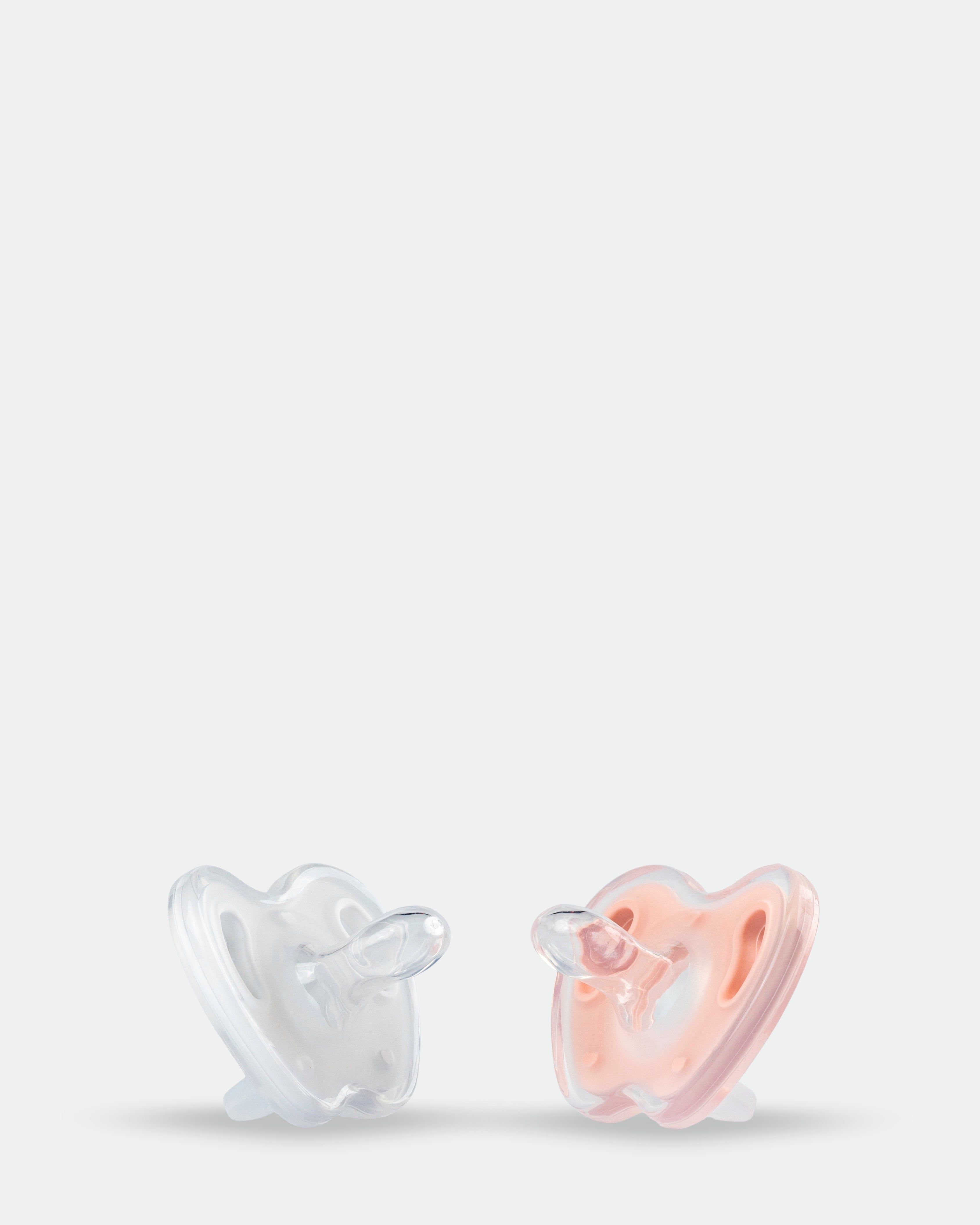 T0003 Twin Pacifier - 2 Pieces Box - 0-6M - White & Salmon