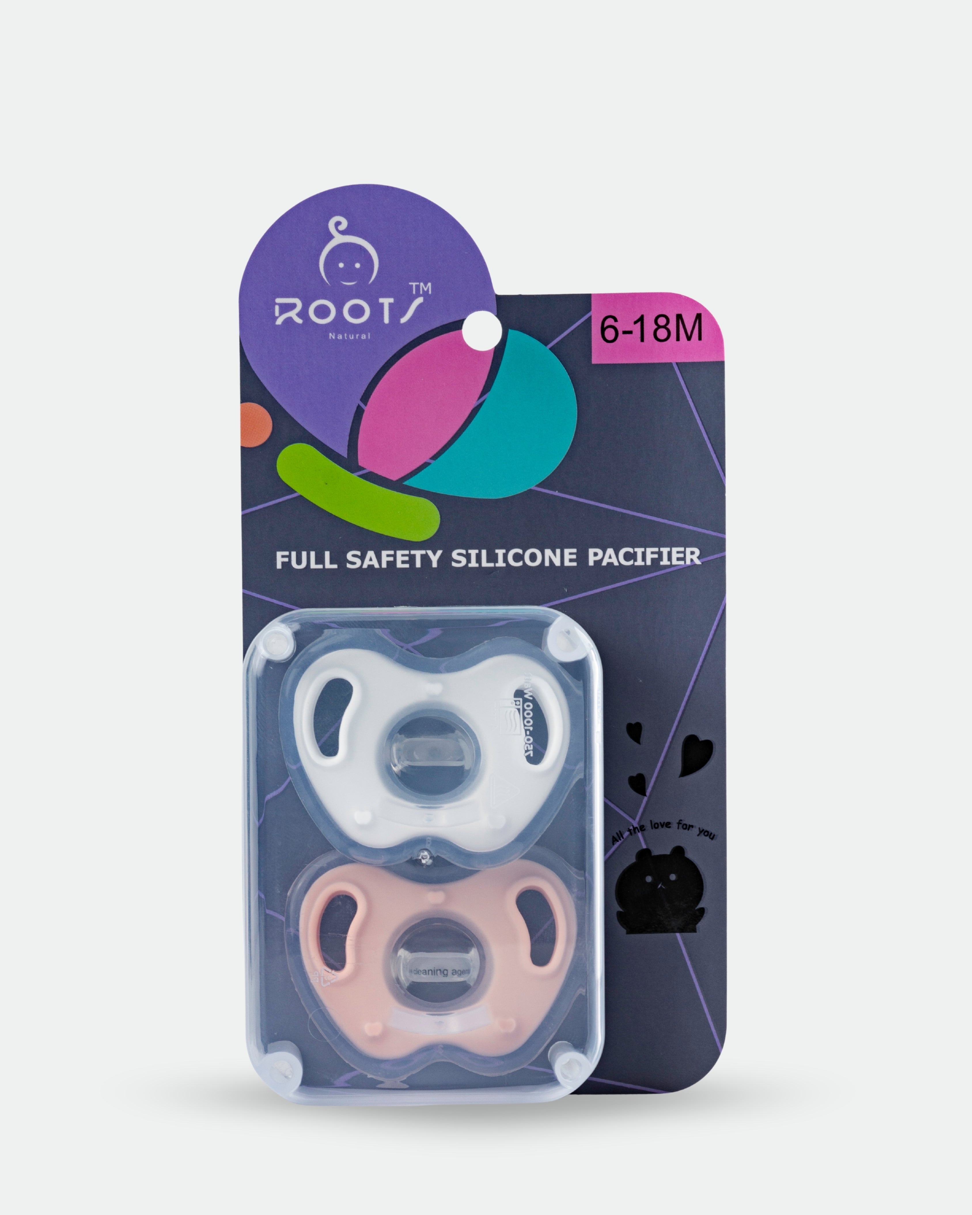 T0003 Twin Pacifier - 2 Pieces Box - 0-6M - White & Salmon