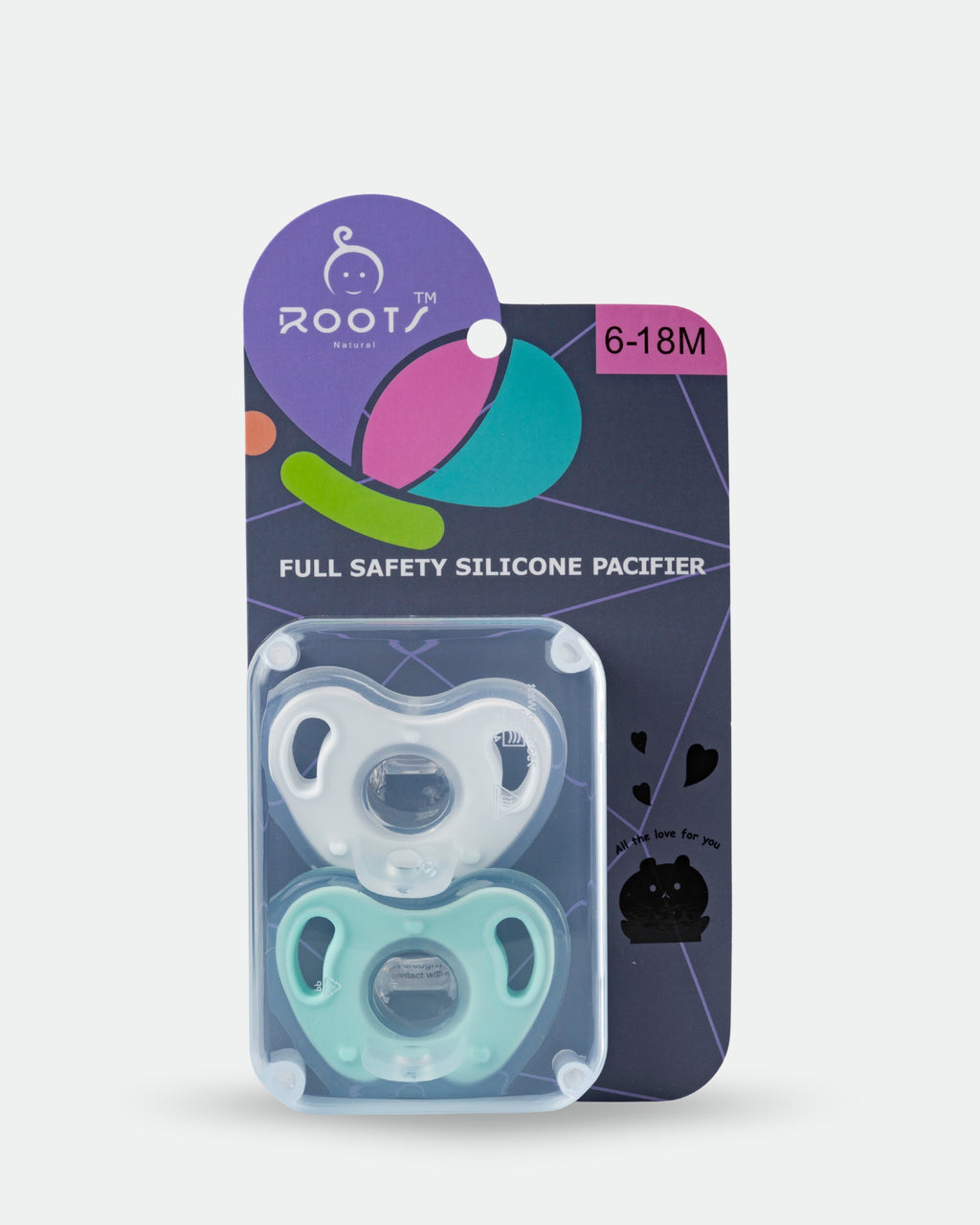 T0003 Twin Pacifier - 2 Pieces Box - 0-6M - White & Aqua