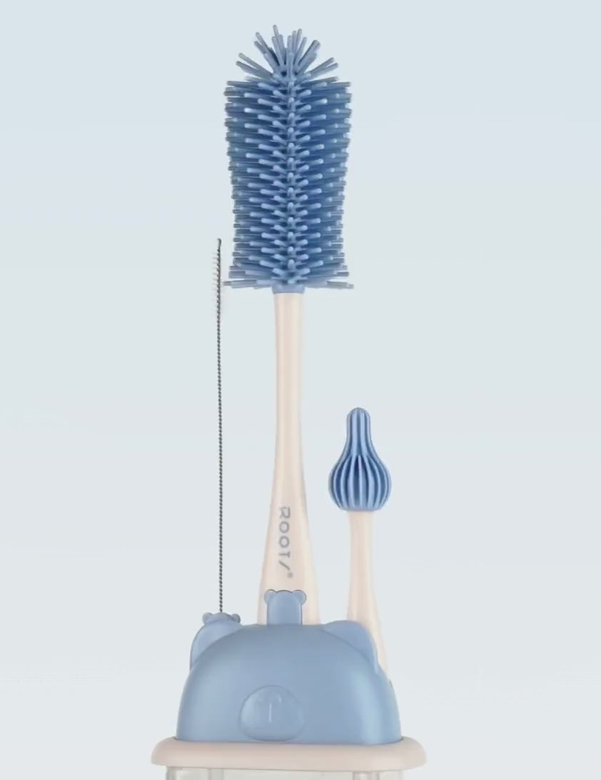 P1025 Blue | Silicone Cleaning Brush Set With Stand | 3 in 1