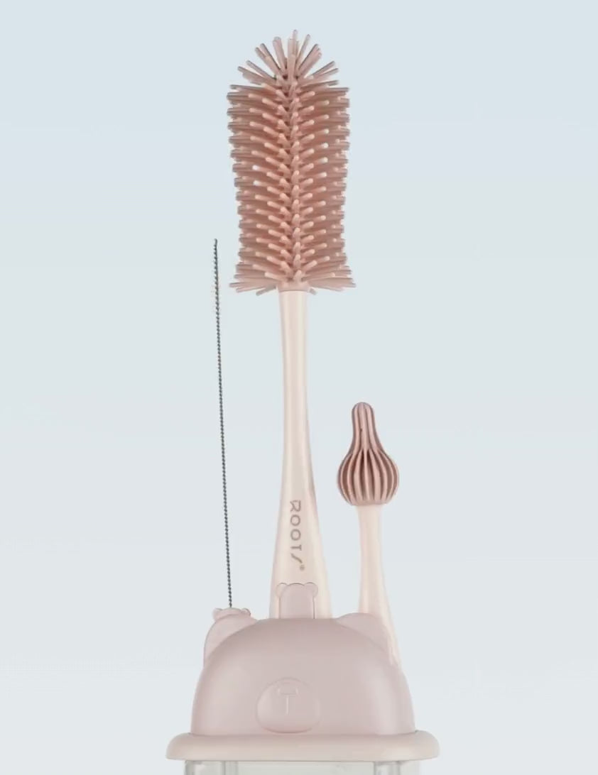 P1025 Pink | Silicone Cleaning Brush Set With Stand | 3 in 1