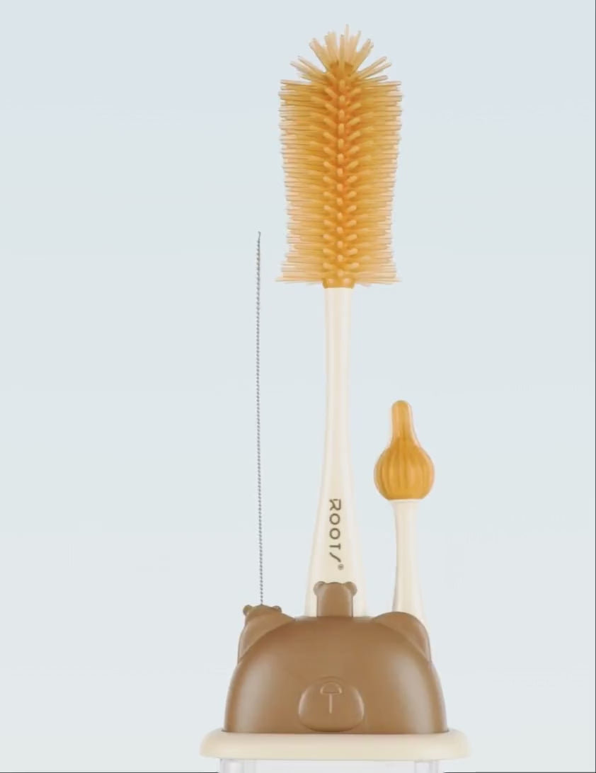 P1025 Peach | Silicone Cleaning Brush Set With Stand | 3 in 1